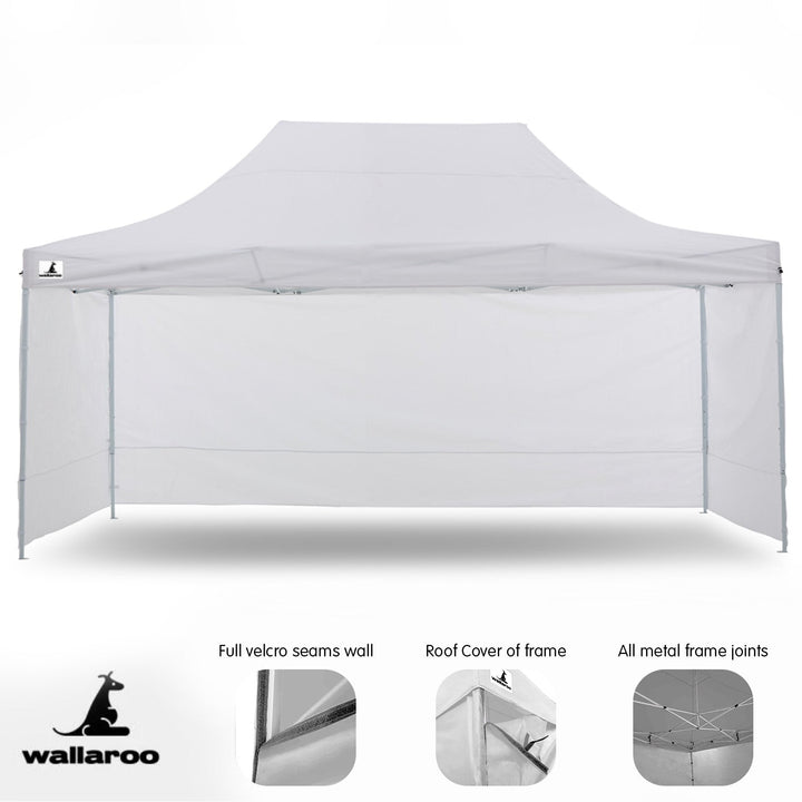 Wallaroo PopUp Outdoor Gazebo Tent Marquee 3x4.5m - White-Vivify Co.