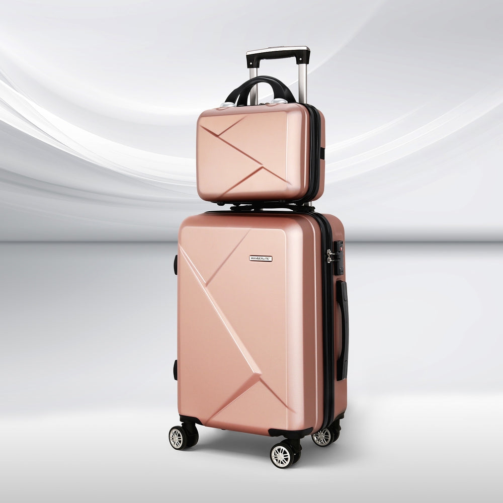 Wanderlite 12" 20" 2-Piece Hard Case Suitcase - Rose Gold-Vivify Co.