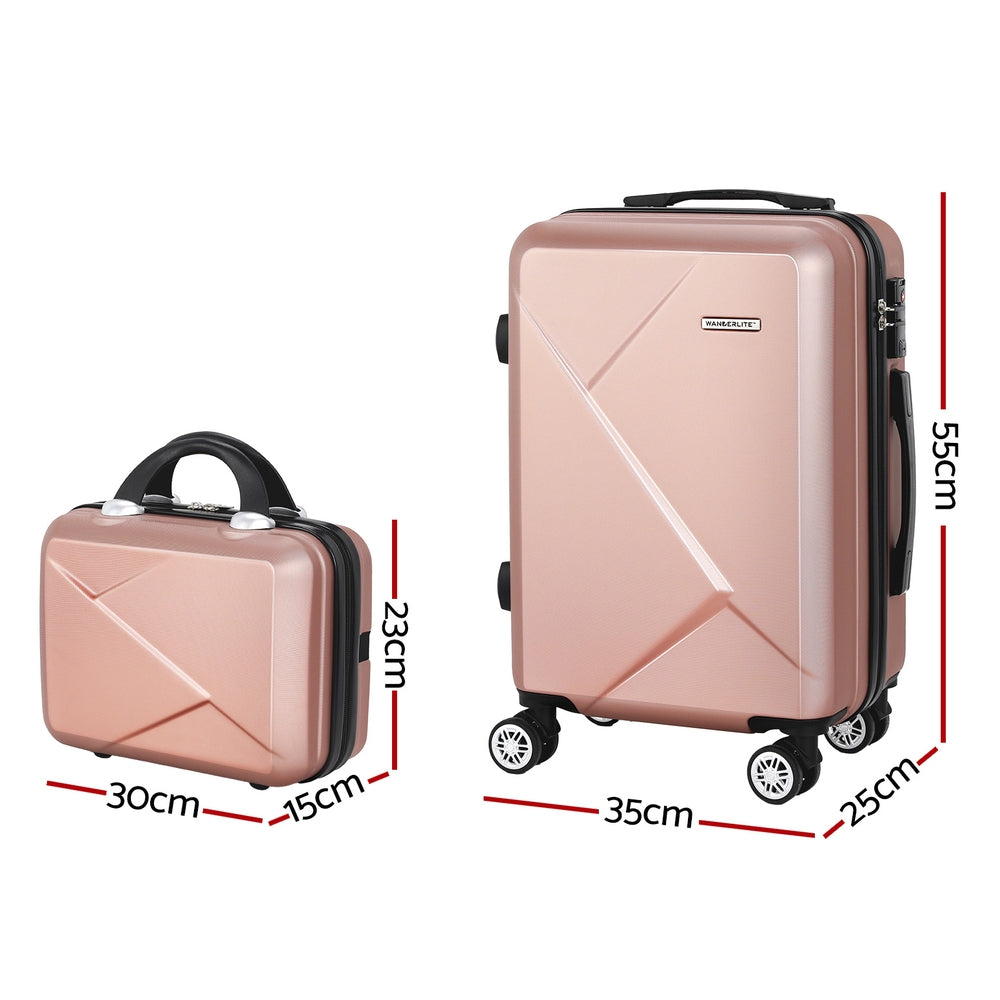 Wanderlite 12" 20" 2-Piece Hard Case Suitcase - Rose Gold-Vivify Co.