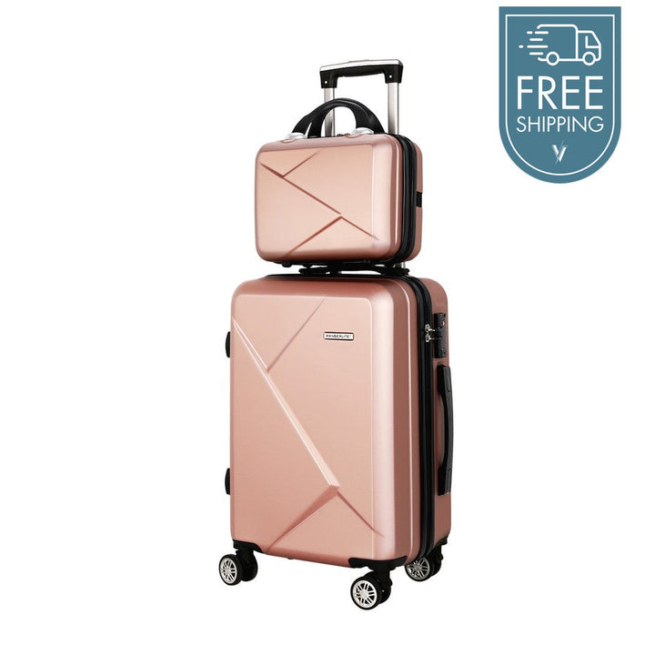 Wanderlite 12" 20" 2-Piece Hard Case Suitcase - Rose Gold-Vivify Co.