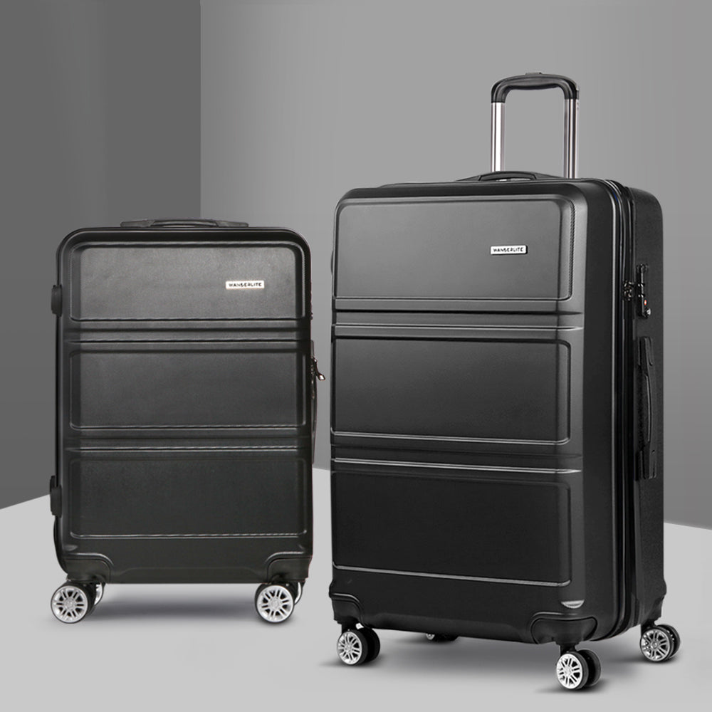 Wanderlite 2-Piece Hard Case Luggage Set - Black-Vivify Co.