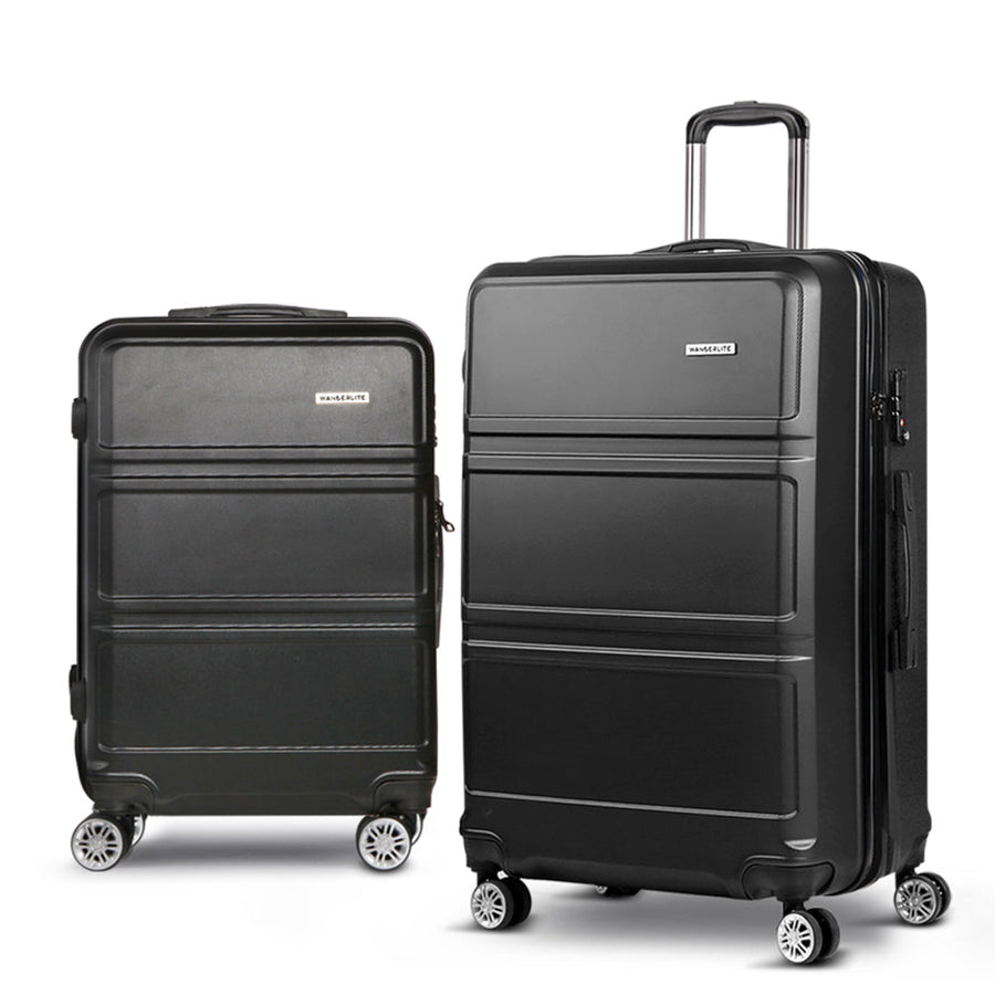 Wanderlite 2-Piece Hard Case Luggage Set - Black-Vivify Co.