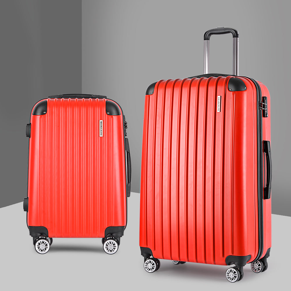 Wanderlite 2-Piece Hard Case Luggage Set - Red-Vivify Co.
