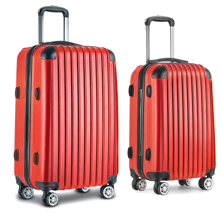 Wanderlite 2-Piece Hard Case Luggage Set - Red-Vivify Co.