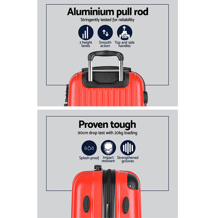 Wanderlite 2-Piece Hard Case Luggage Set - Red-Vivify Co.