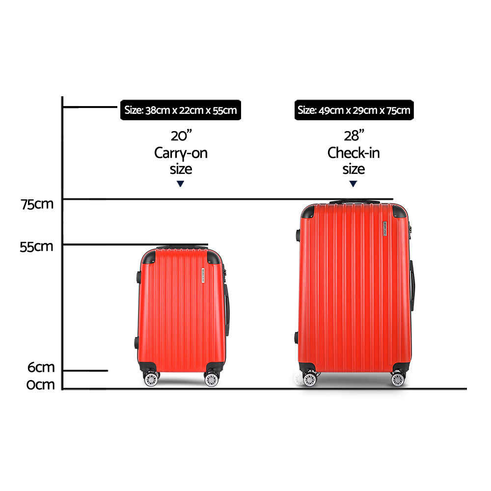 Wanderlite 2-Piece Hard Case Luggage Set - Red-Vivify Co.