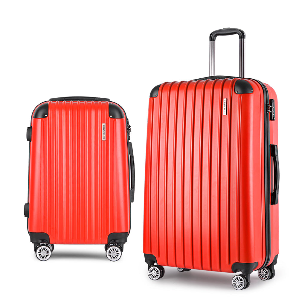 Wanderlite 2-Piece Hard Case Luggage Set - Red-Vivify Co.