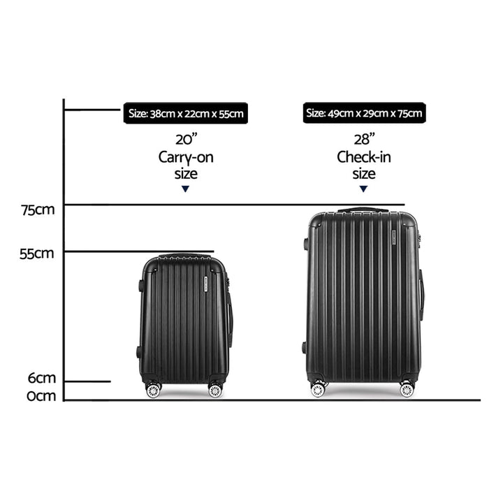 Wanderlite 2-Piece Hard Case Luggage Set - Ribbed - Black-Vivify Co.