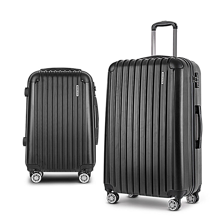 Wanderlite 2-Piece Hard Case Luggage Set - Ribbed - Black-Vivify Co.