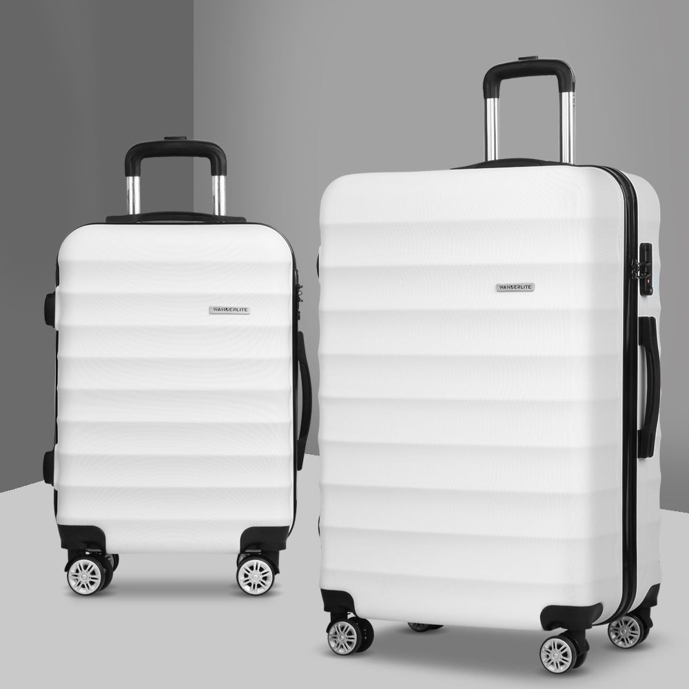 Wanderlite 2-Piece Hard Case Luggage Set - White-Vivify Co.