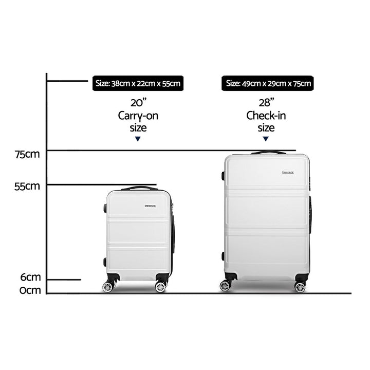 Wanderlite 2-Piece Hard Case Luggage Set - White-Vivify Co.