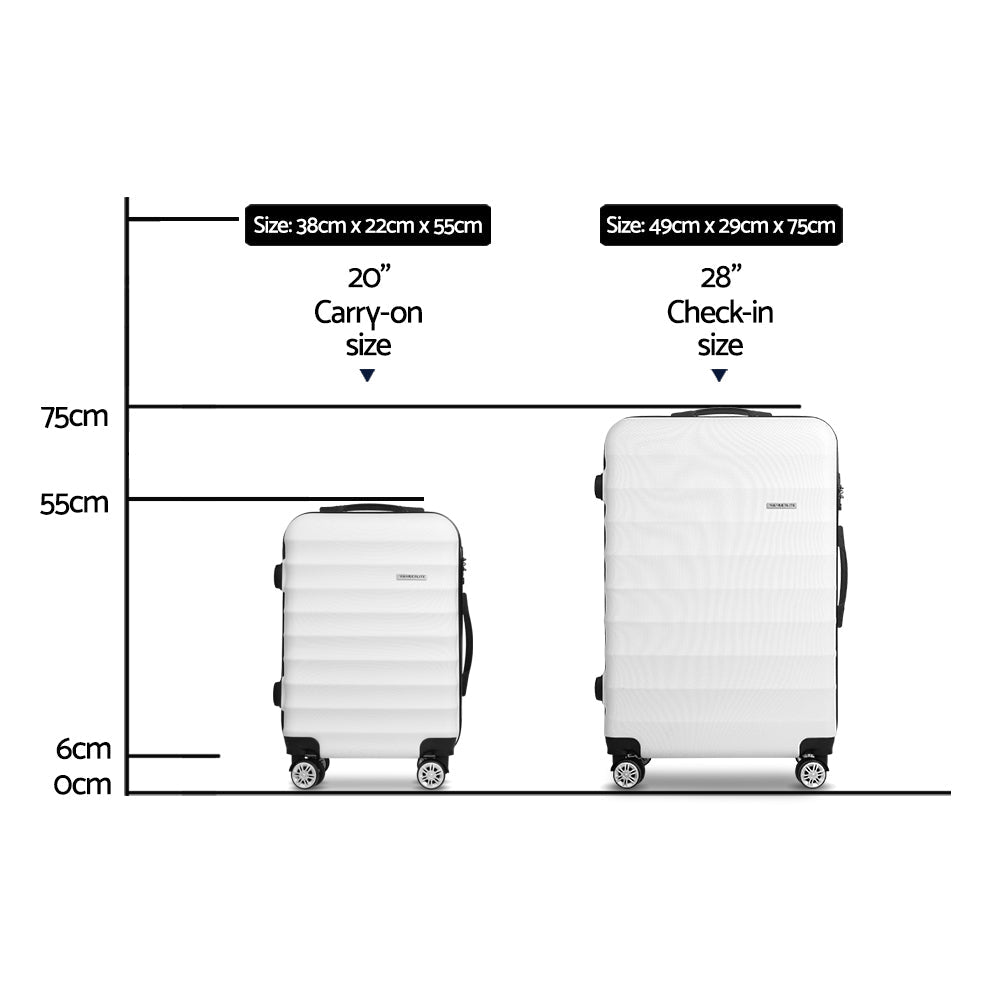 Wanderlite 2-Piece Hard Case Luggage Set - White-Vivify Co.