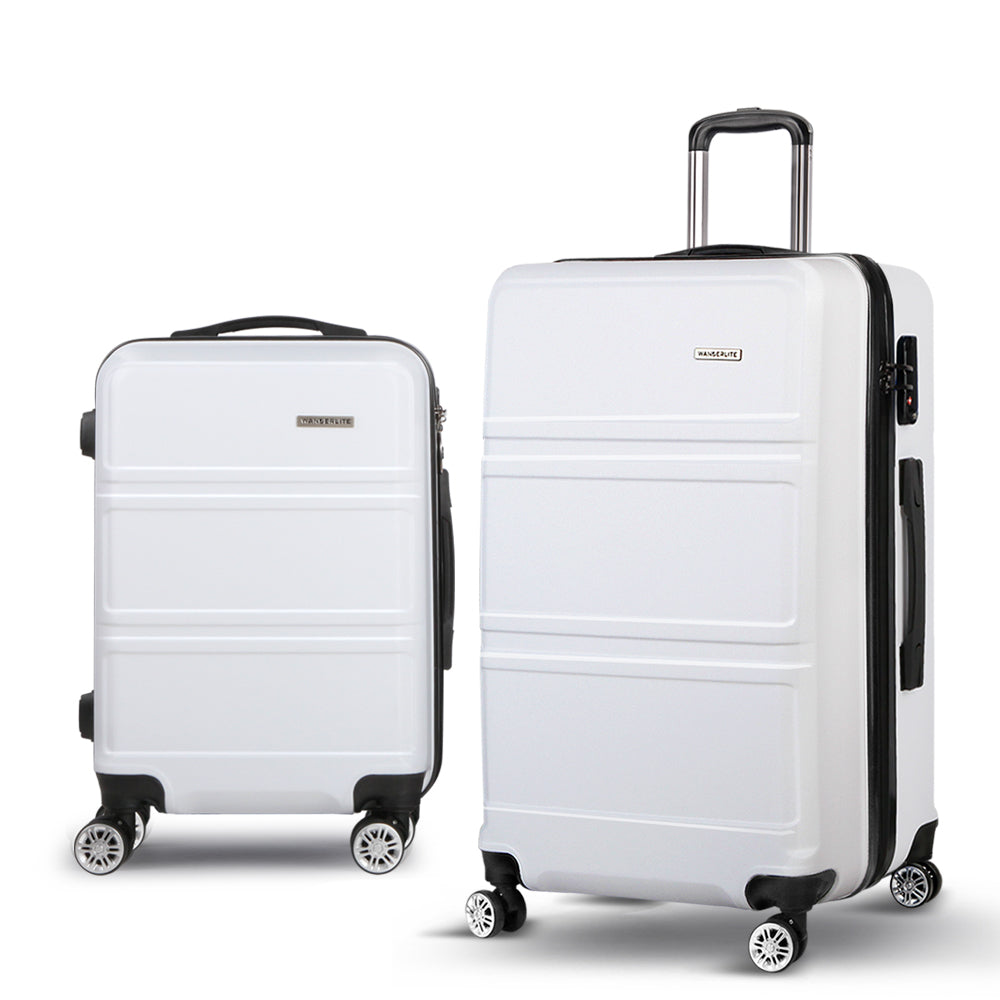 Wanderlite 2-Piece Hard Case Luggage Set - White-Vivify Co.