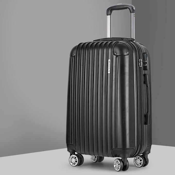 Wanderlite 20" 55cm Hard Case Suitcase - Ribbed - Black-Vivify Co.