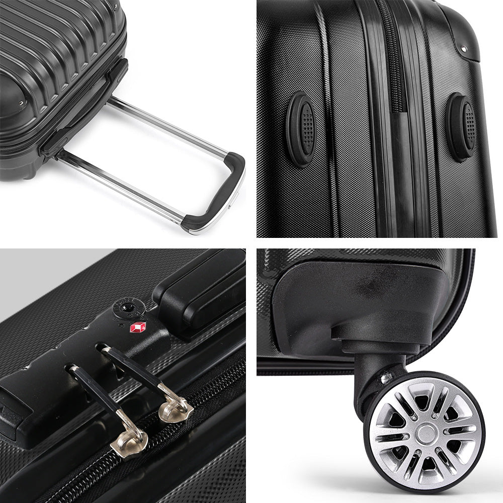 Wanderlite 24" 66cm Hard Case Suitcase - Black-Vivify Co.