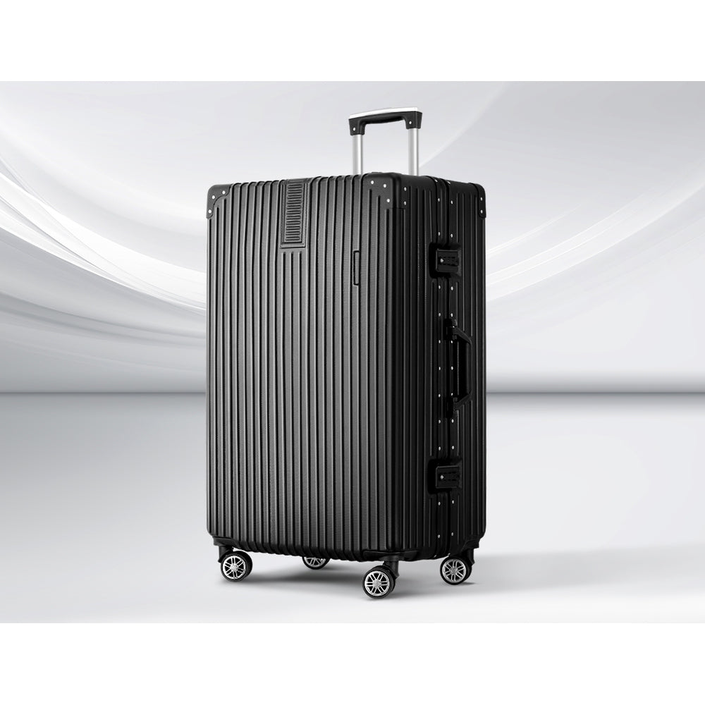 Wanderlite 28" 75cm Hard Case Suitcase - Aluminium - Black-Vivify Co.
