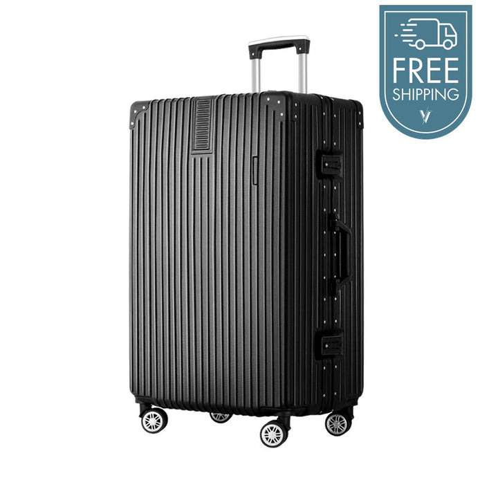 Wanderlite 28" 75cm Hard Case Suitcase - Aluminium - Black-Vivify Co.