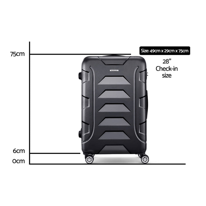 Wanderlite 28" 75cm Hard Case Suitcase - Black-Vivify Co.