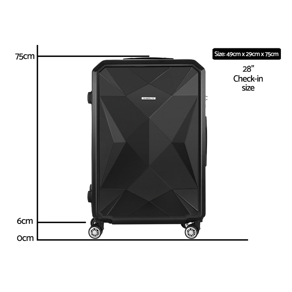 Wanderlite 28" 75cm Hard Case Suitcase - Prism - Black-Vivify Co.