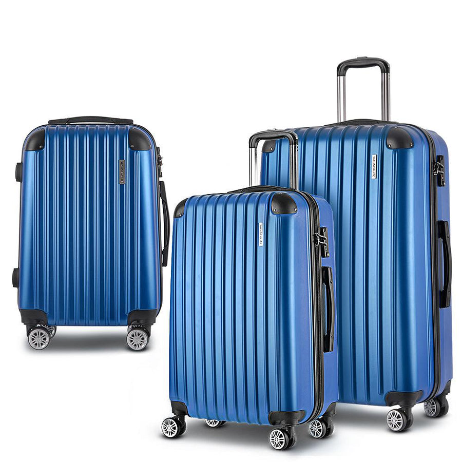 Wanderlite 3-Piece Hard Case Lightweight - Blue-Vivify Co.