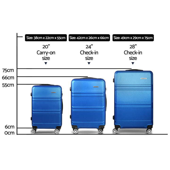 Wanderlite 3-Piece Hard Case Luggage Set - Blue-Vivify Co.