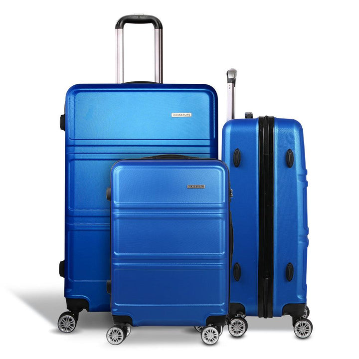 Wanderlite 3-Piece Hard Case Luggage Set - Blue-Vivify Co.