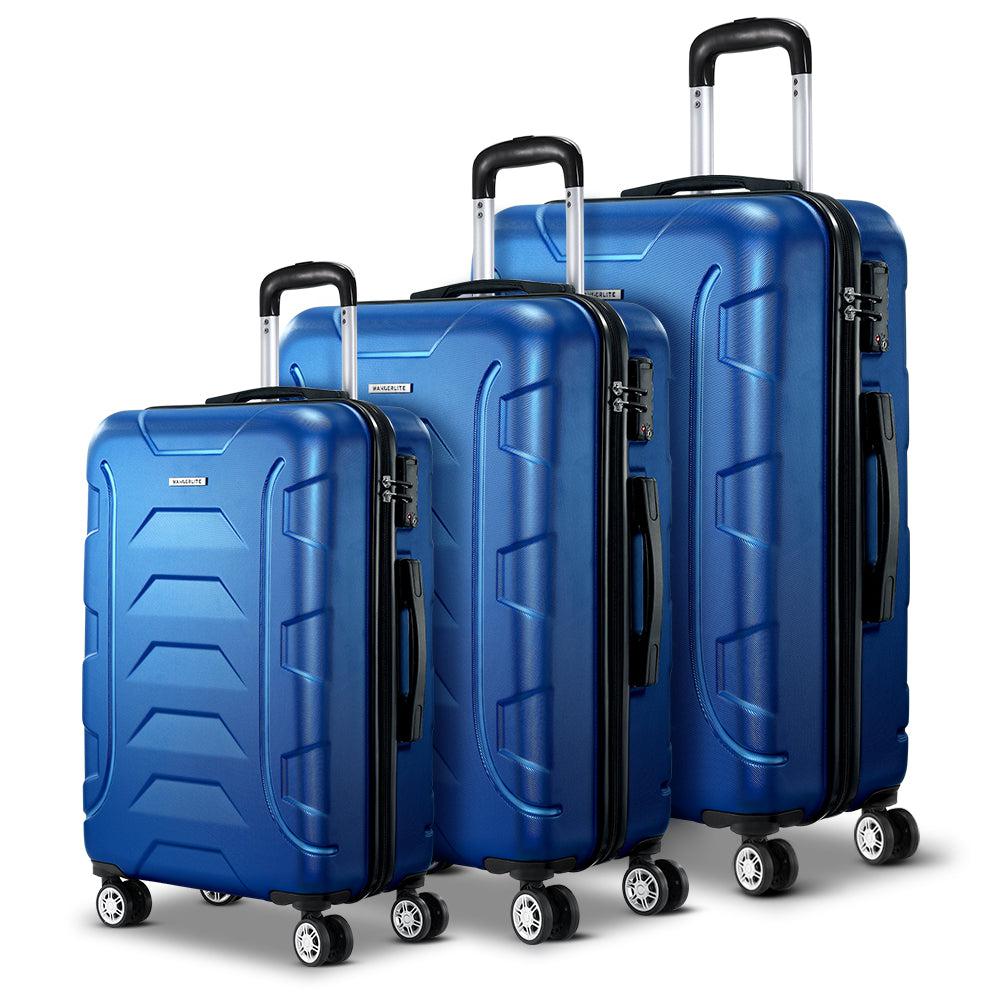 Wanderlite 3-Piece Hard Case Luggage Set - Blue-Vivify Co.