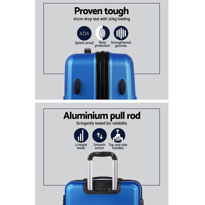 Wanderlite 3-Piece Hard Case Luggage Set - Blue-Vivify Co.