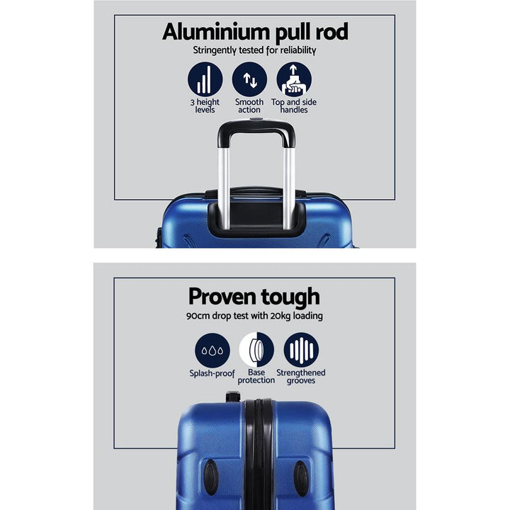 Wanderlite 3-Piece Hard Case Luggage Set - Blue-Vivify Co.