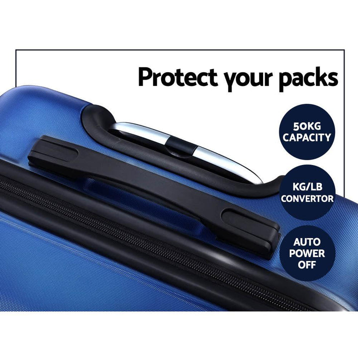 Wanderlite 3-Piece Hard Case Luggage Set - Blue-Vivify Co.