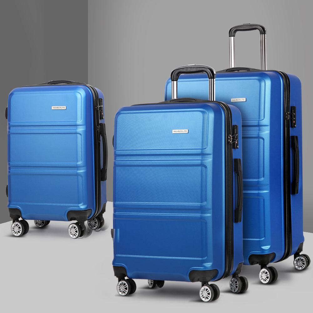 Wanderlite 3-Piece Hard Case Luggage Set - Blue-Vivify Co.