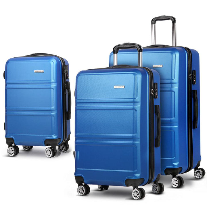 Wanderlite 3-Piece Hard Case Luggage Set - Blue-Vivify Co.