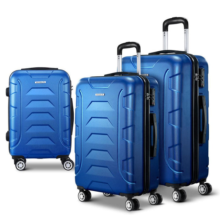 Wanderlite 3-Piece Hard Case Luggage Set - Blue-Vivify Co.