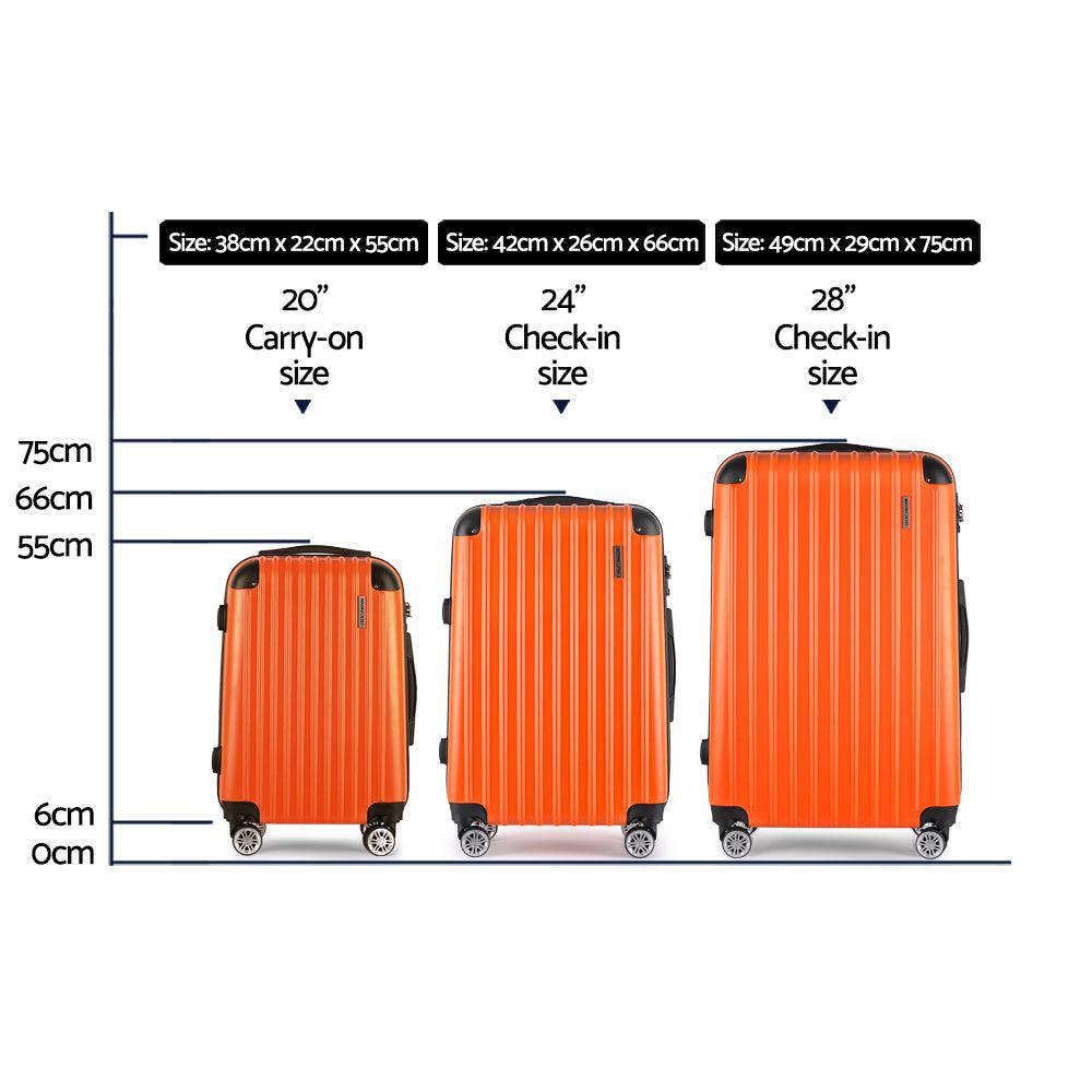 Wanderlite 3-Piece Hard Case Luggage Set - Orange-Vivify Co.