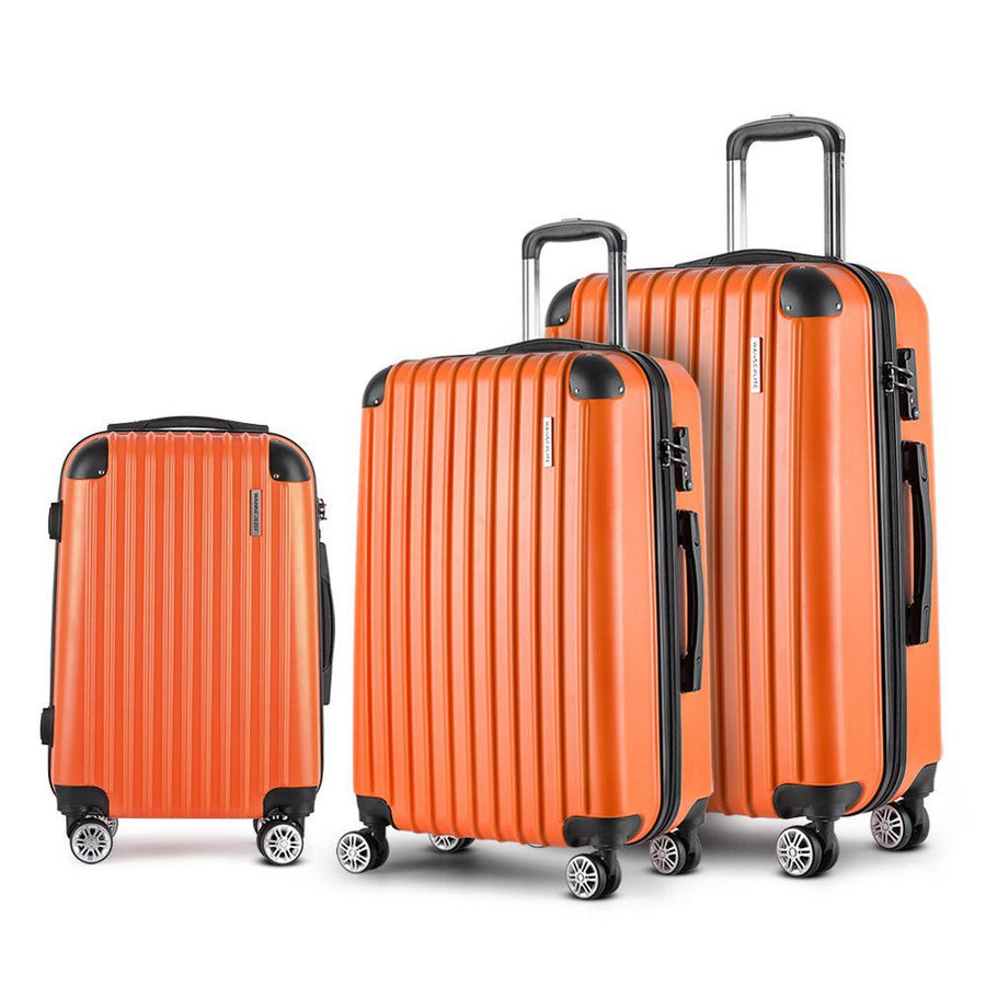 Wanderlite 3-Piece Hard Case Luggage Set - Orange-Vivify Co.