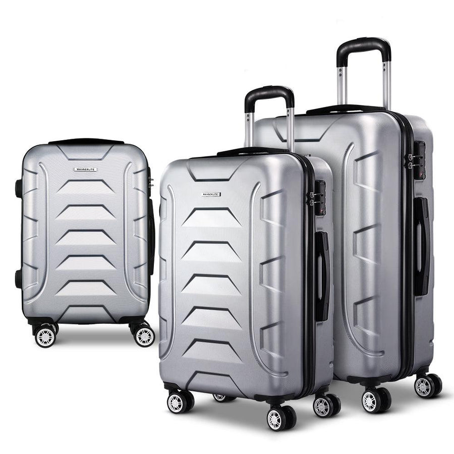 Wanderlite 3-Piece Hard Case Luggage Set - Silver-Vivify Co.