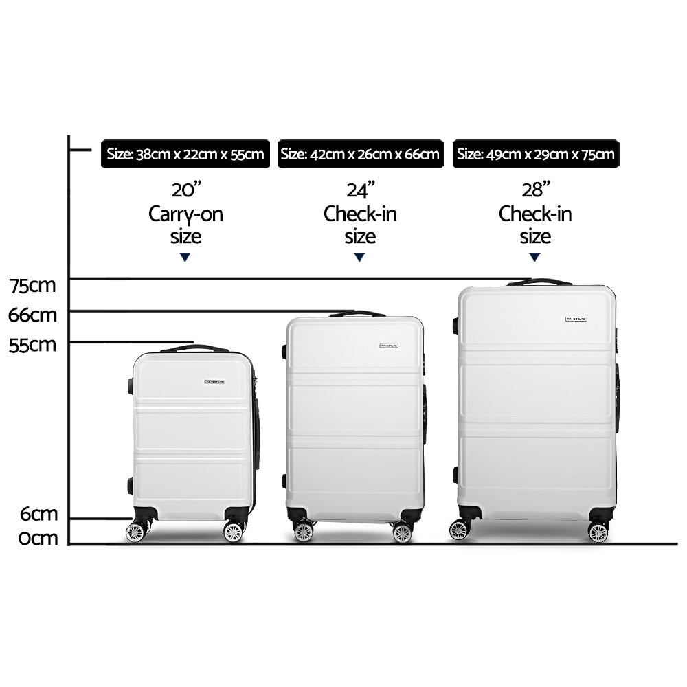 Wanderlite 3-Piece Hard Case Luggage Set - White-Vivify Co.