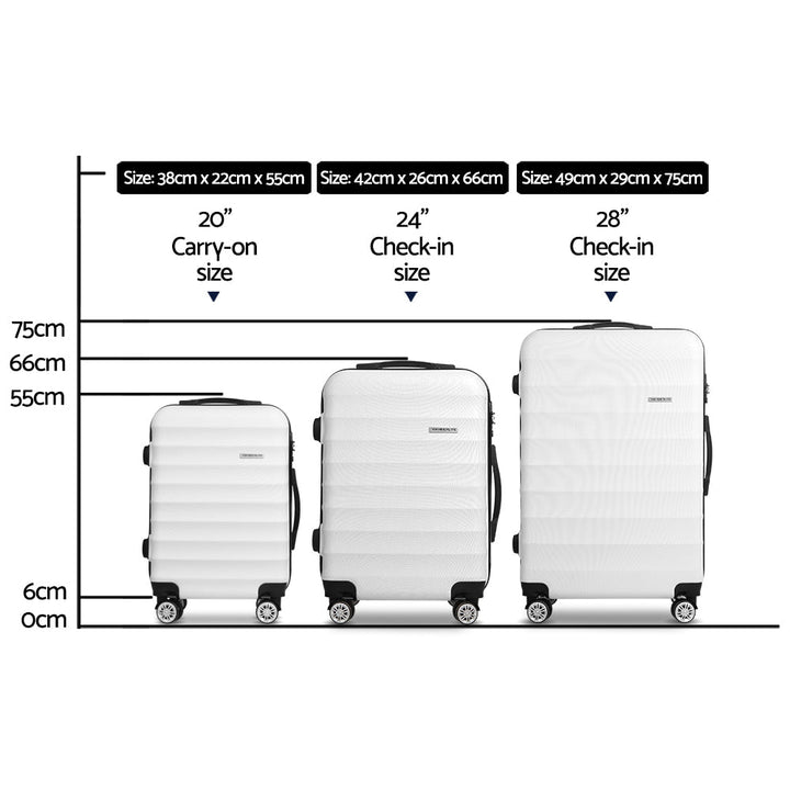 Wanderlite 3-Piece Hard Case Luggage Set - White-Vivify Co.