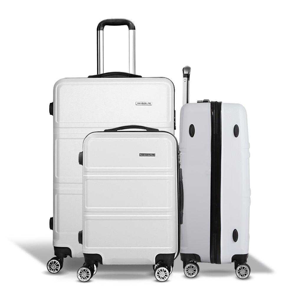 Wanderlite 3-Piece Hard Case Luggage Set - White-Vivify Co.