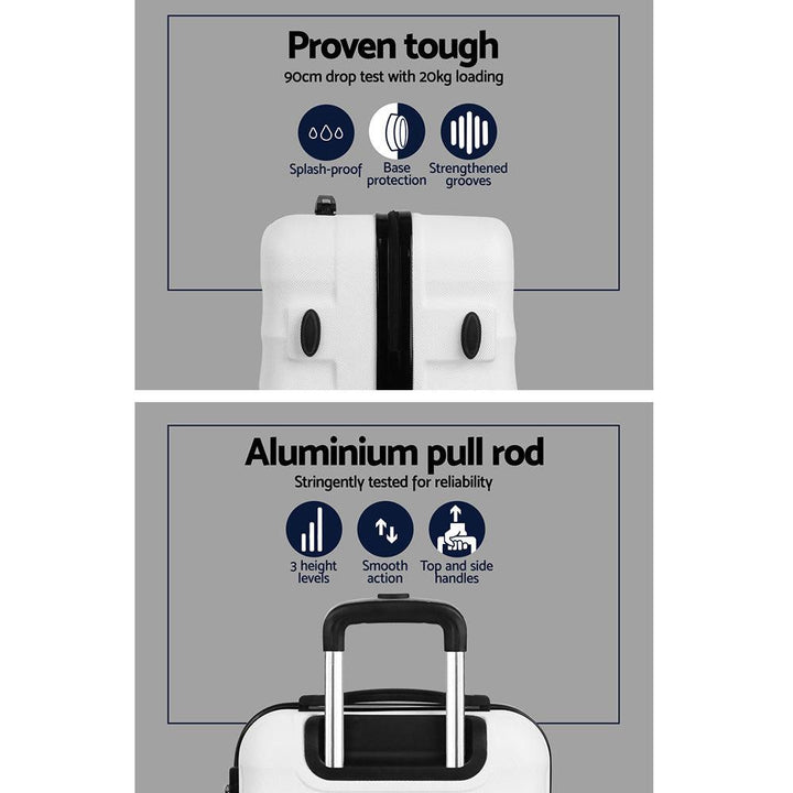 Wanderlite 3-Piece Hard Case Luggage Set - White-Vivify Co.