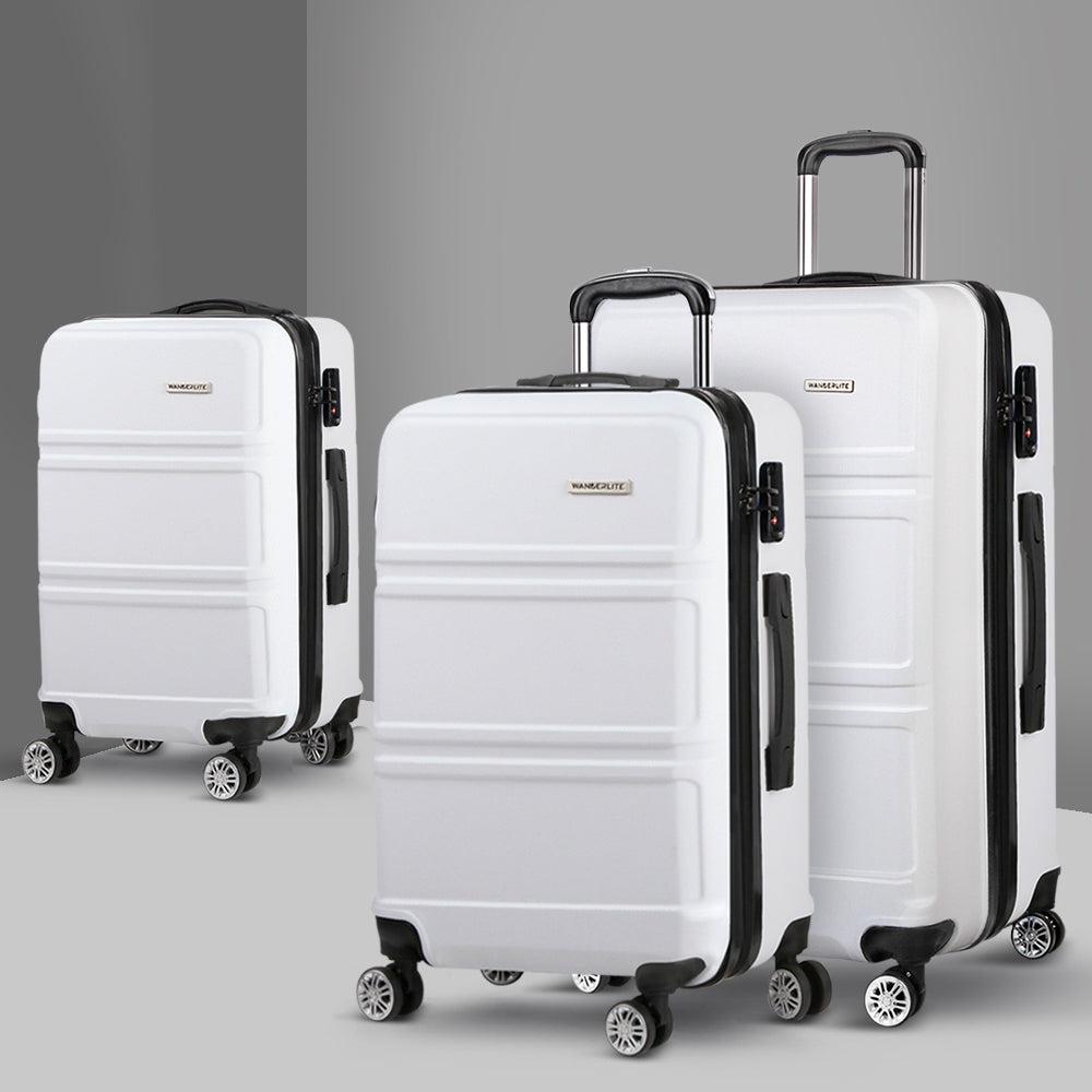 Wanderlite 3-Piece Hard Case Luggage Set - White-Vivify Co.