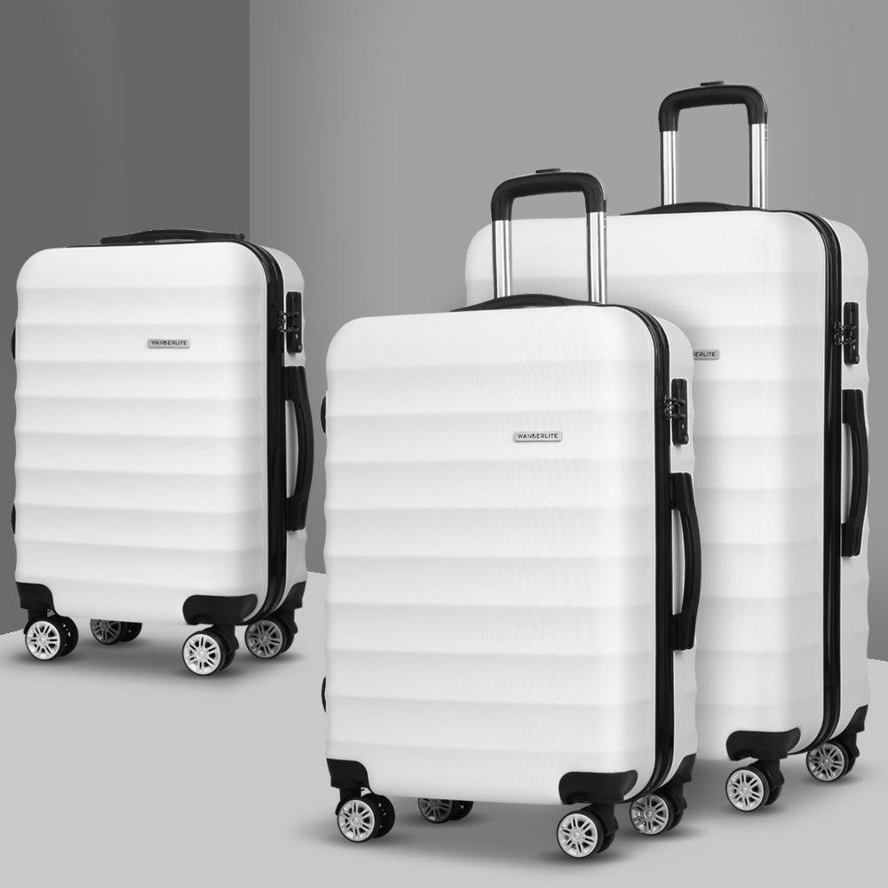 Wanderlite 3-Piece Hard Case Luggage Set - White-Vivify Co.