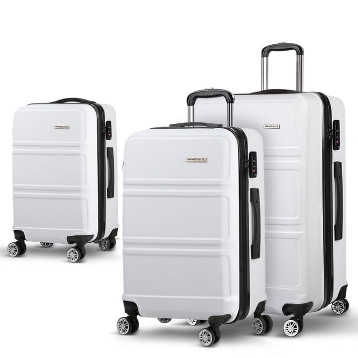 Wanderlite 3-Piece Hard Case Luggage Set - White-Vivify Co.