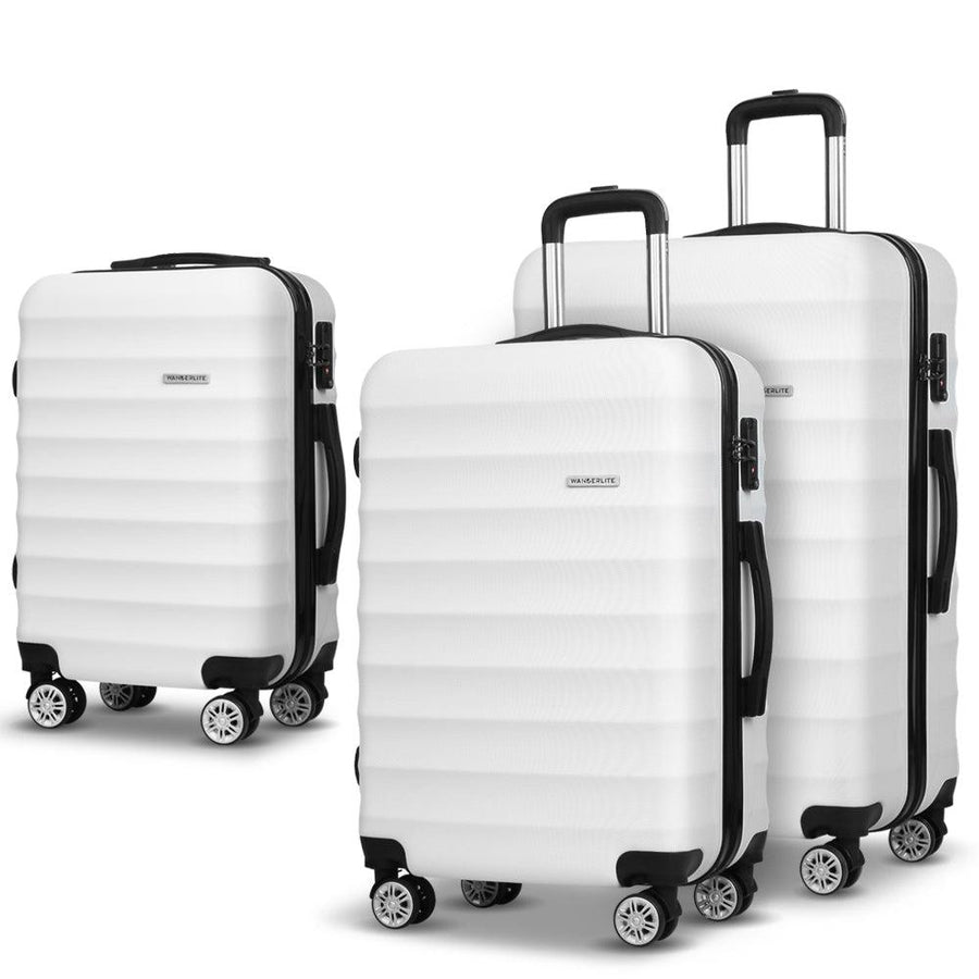 Wanderlite 3-Piece Hard Case Luggage Set - White-Vivify Co.