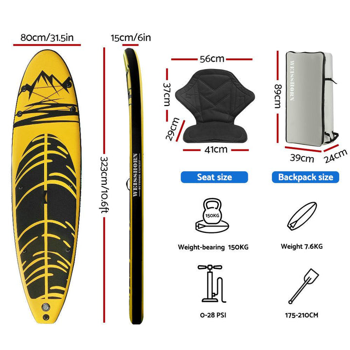 Weisshorn 3.2m Inflatable Stand Up Paddle Board & Kayak-Vivify Co.