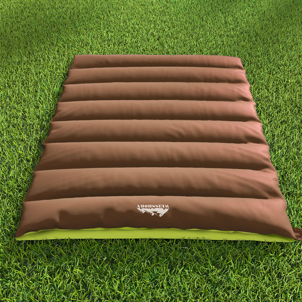 Weisshorn Convertable Double Sleeping Bag 245GSM - Brown-Vivify Co.