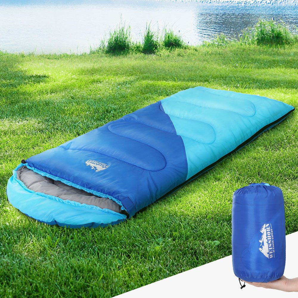 Weisshorn Kids Sleeping Bag 172cm 250GSM - Blue-Vivify Co.