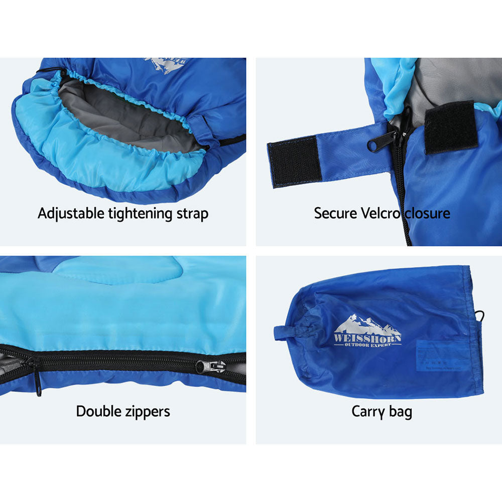 Weisshorn Kids Sleeping Bag 172cm 250GSM - Blue-Vivify Co.