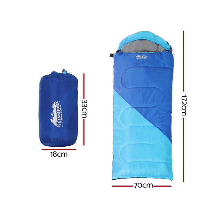 Weisshorn Kids Sleeping Bag 172cm 250GSM - Blue-Vivify Co.